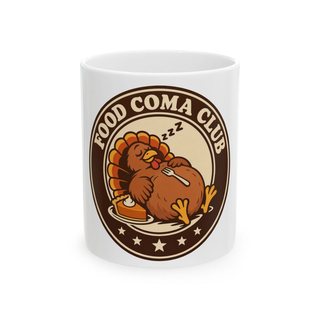 Food Coma Club Funny Thanksgiving Mug from Jolly Junction