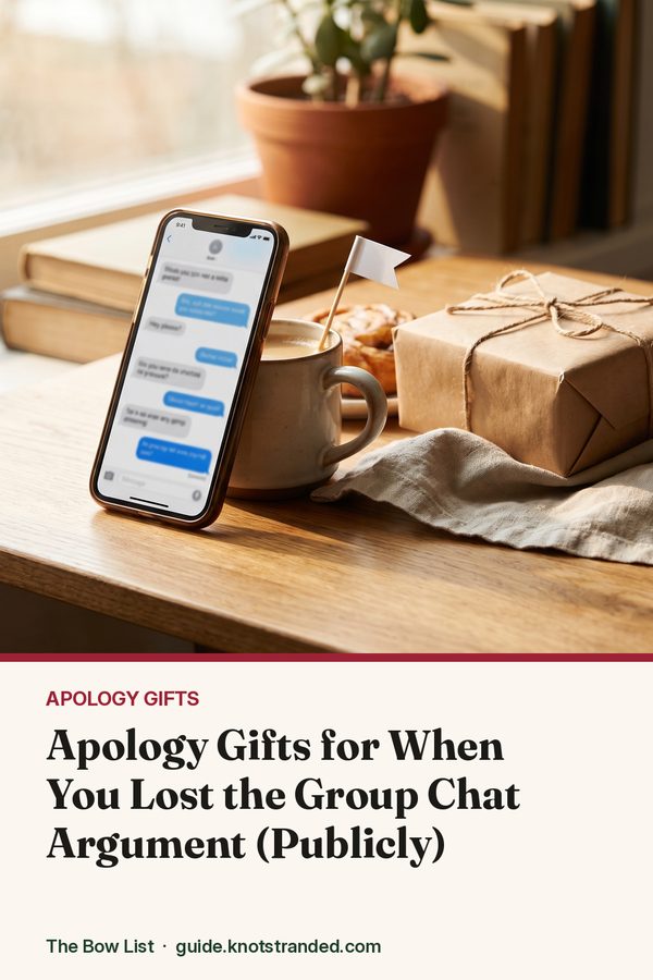 Pinterest graphic: Apology Gifts for When You Lost the Group Chat Argument (Publicly)