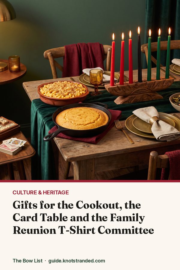 Pinterest graphic: Gifts for the Cookout, the Card Table and the Family Reunion T-Shirt Committee
