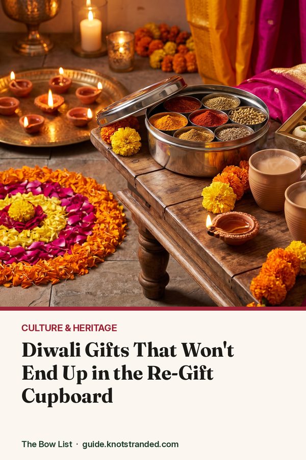 Pinterest graphic: Diwali Gifts That Won't End Up in the Re-Gift Cupboard