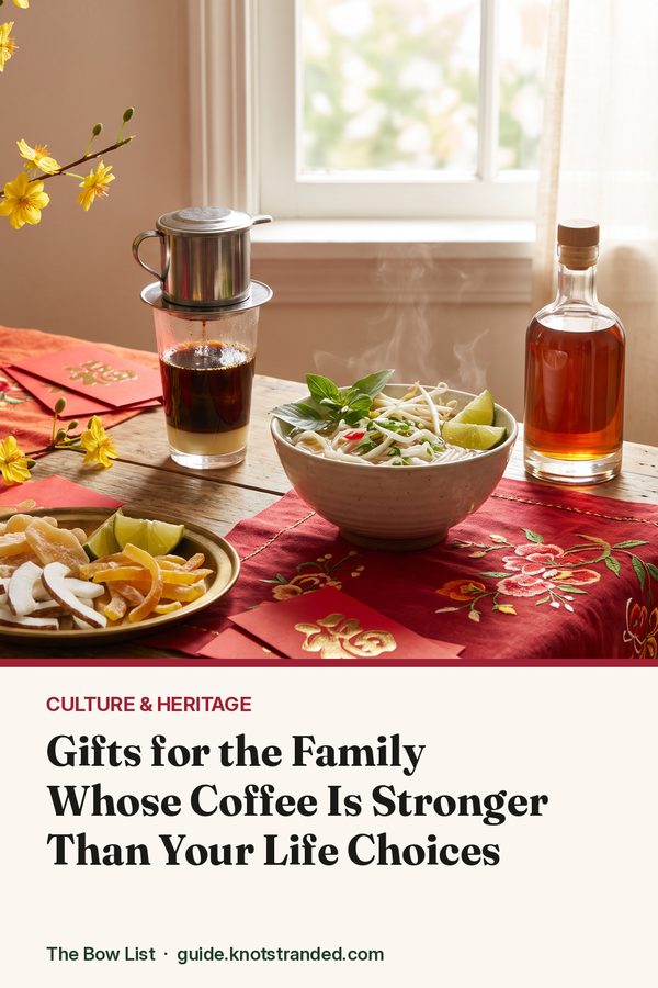 Pinterest graphic: Gifts for the Family Whose Coffee Is Stronger Than Your Life Choices