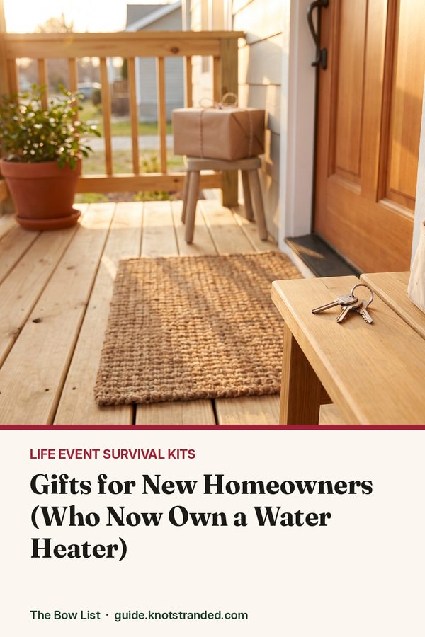 Pinterest graphic: Gifts for New Homeowners (Who Now Own a Water Heater)