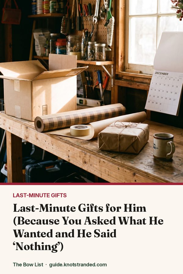Pinterest graphic: Last-Minute Gifts for Him (Because You Asked What He Wanted and He Said ‘Nothing’)