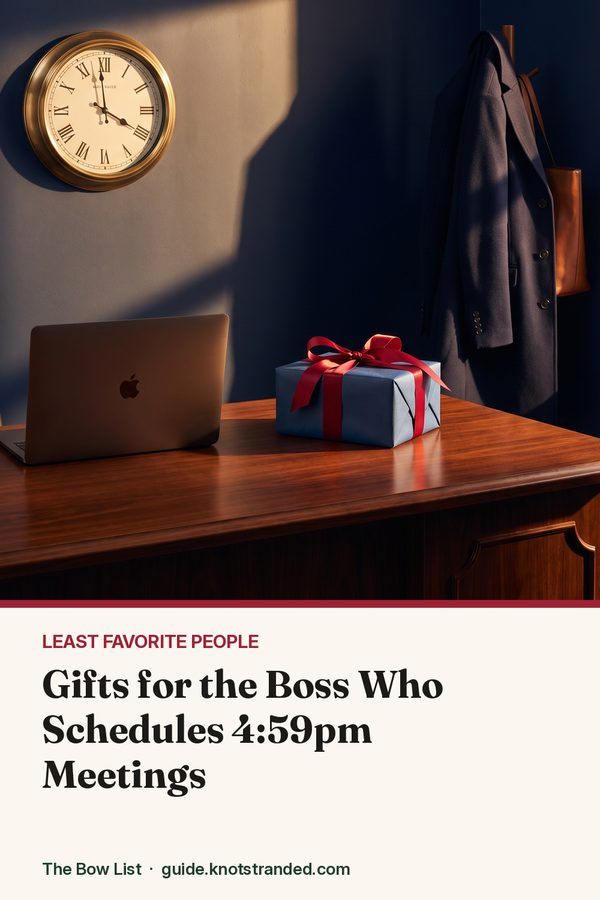 Pinterest graphic: Gifts for the Boss Who Schedules 4:59pm Meetings