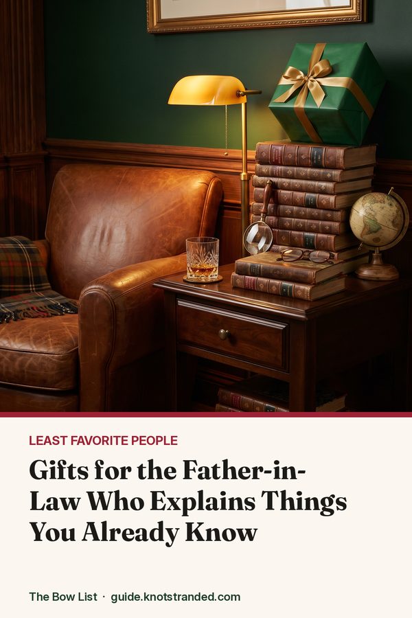 Pinterest graphic: Gifts for the Father-in-Law Who Explains Things You Already Know