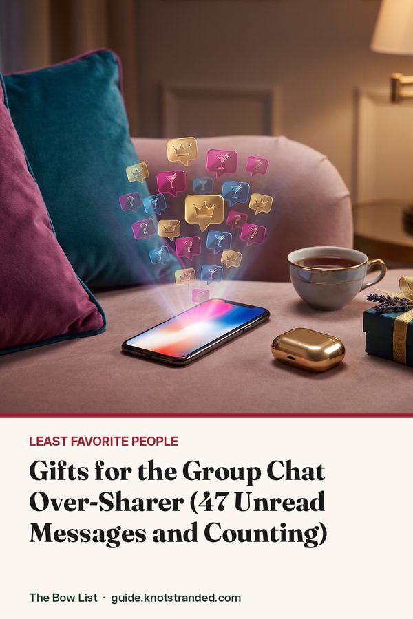 Pinterest graphic: Gifts for the Group Chat Over-Sharer (47 Unread Messages and Counting)