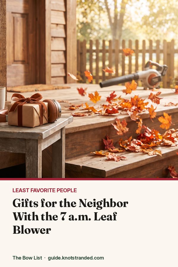 Pinterest graphic: Gifts for the Neighbor With the 7 a.m. Leaf Blower