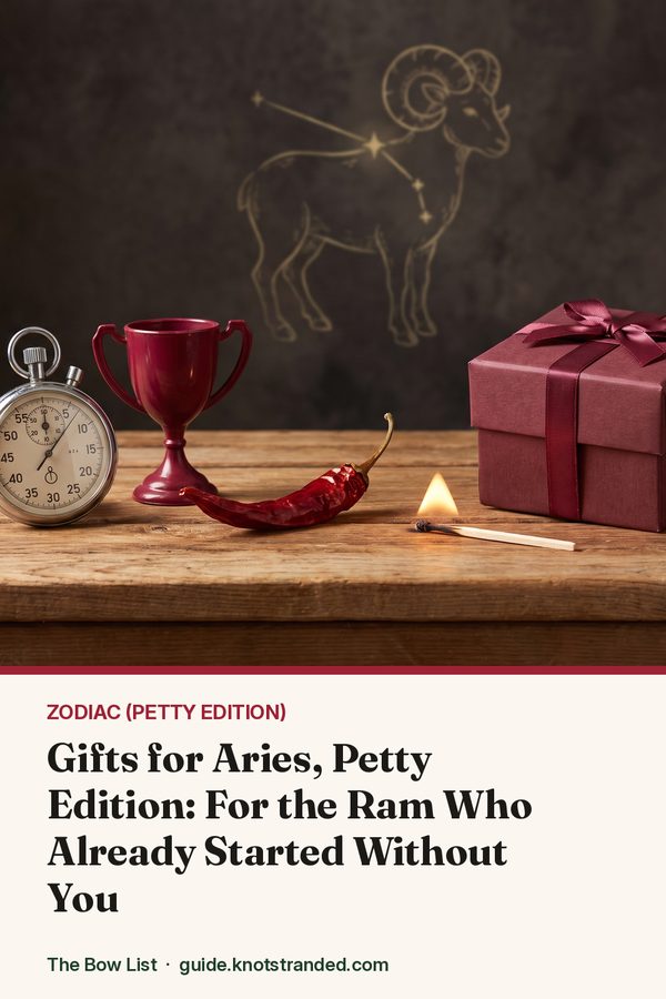 Pinterest graphic: Gifts for Aries, Petty Edition: For the Ram Who Already Started Without You